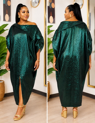 Emerald Radiance Big Collar Luxury Boubou