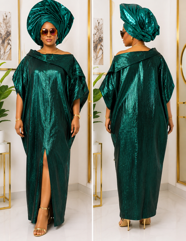 Emerald Radiance Big Collar Luxury Boubou
