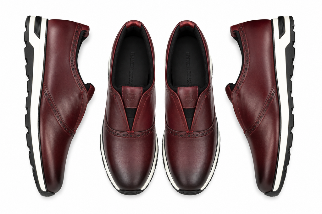 Ramon Duvan Premium Burgundy Leather Sneaker Loafers