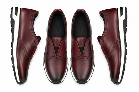 Ramon Duvan Premium Burgundy Leather Sneaker Loafers
