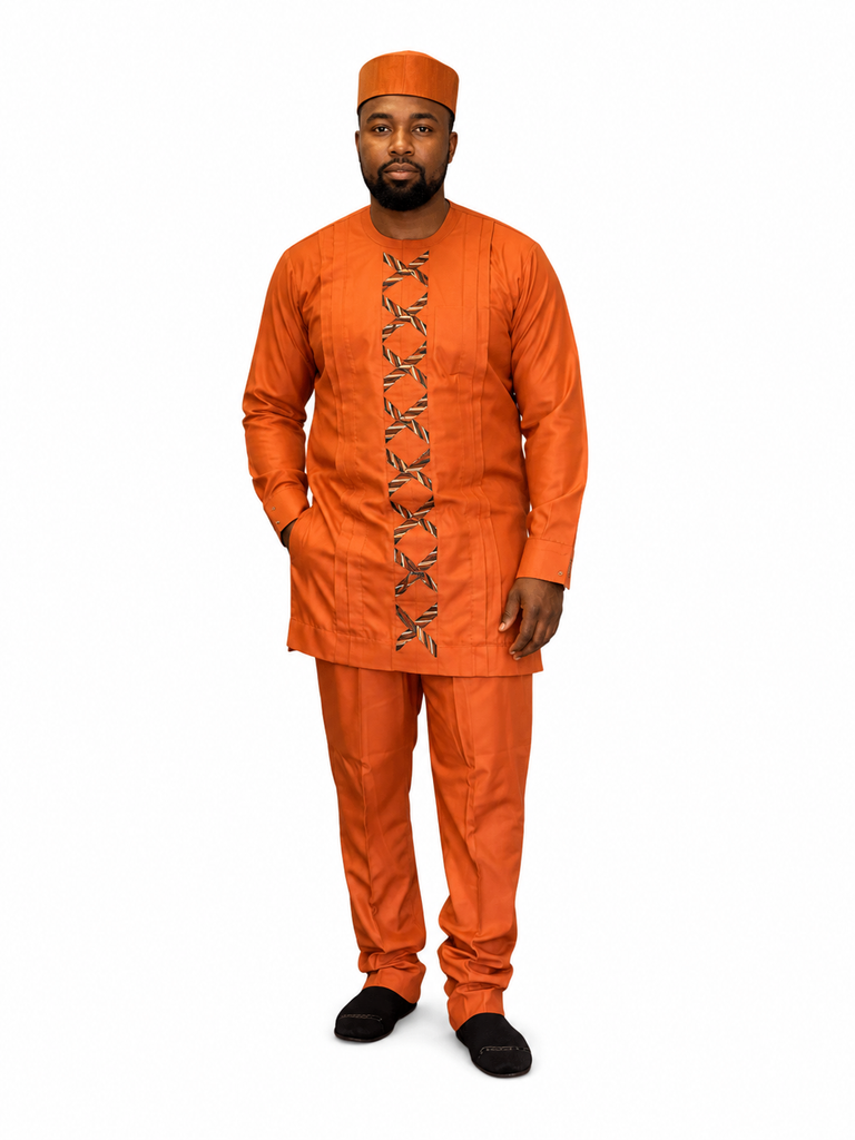 FloFlourish Men’s Burnt Orange Geometric Senator Set
