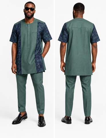 Forest Green Contrast Short-Sleeve Senator Set