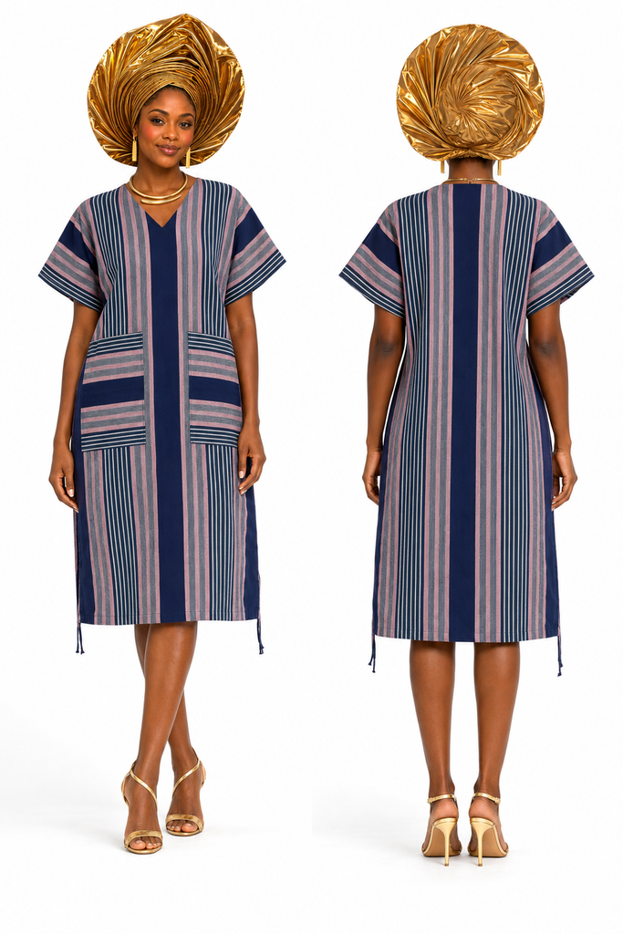 Aso-Oke Striped Knell  Kaftan