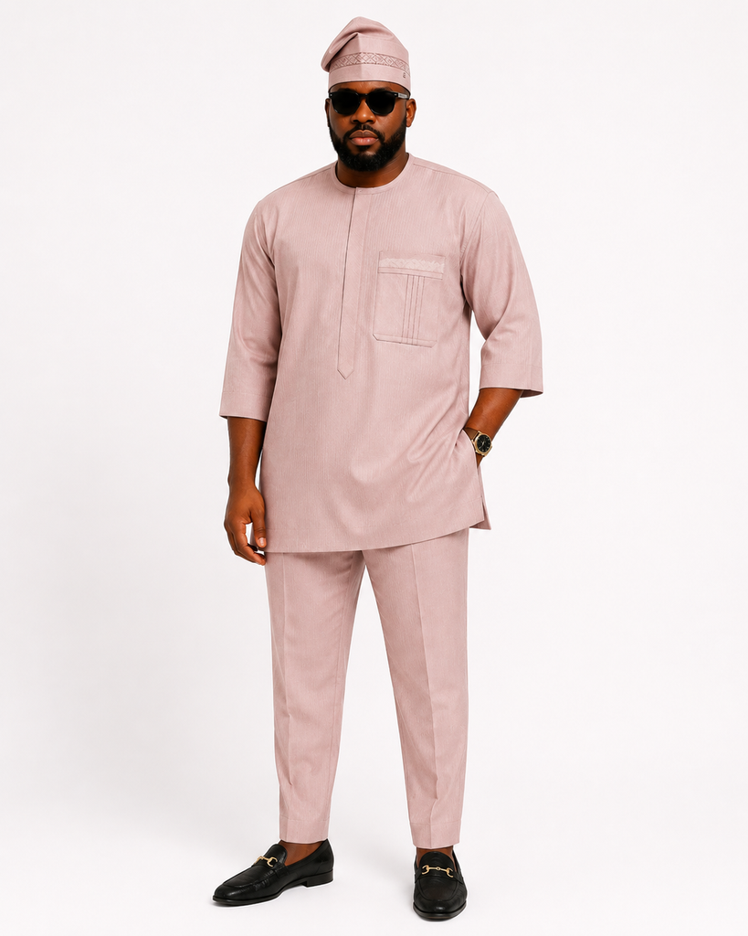 Classic Faded Tea Rose Pink Traditional Bùbá & Trouser Set