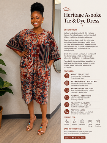 Asooke Elegance Tie & Dye Knee-Length Dress