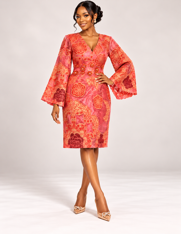 Elegant Royal Ruby Organza  Lace  Convertible Double Dress – 2-in-1 Style