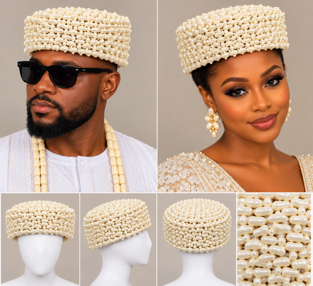 Royal Red Coral Beaded Hat