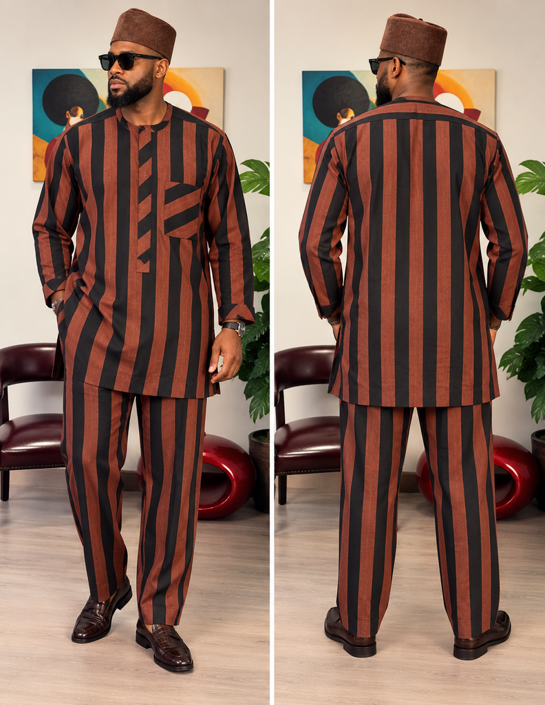 Classic Brown Senator Set with Contrast Trim Detail