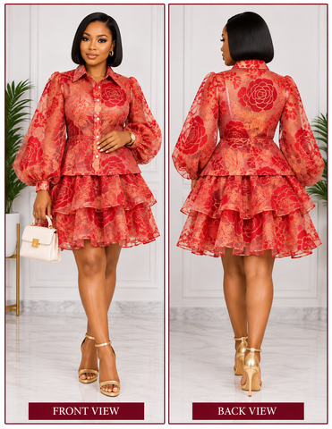 Royal Rose Organza Two-Step Calypso Skirt Set