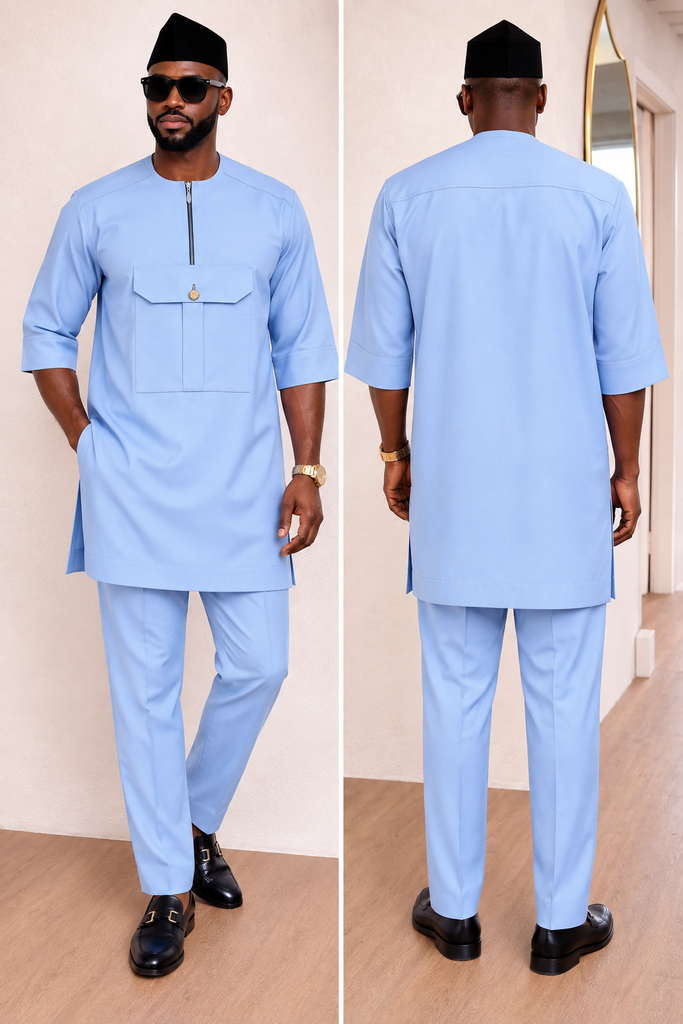 Sky Blue Senator Set with Utility Chest Pocket Detail