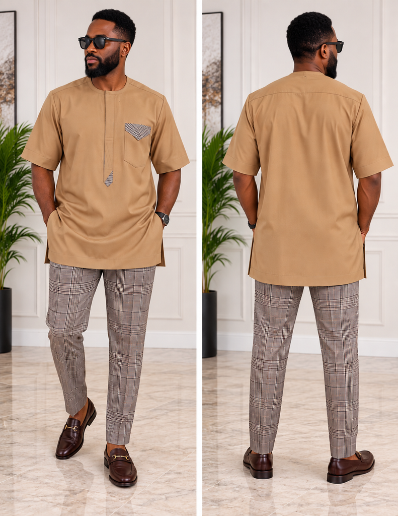 Men's Classic Camel & Checkered Senator Set