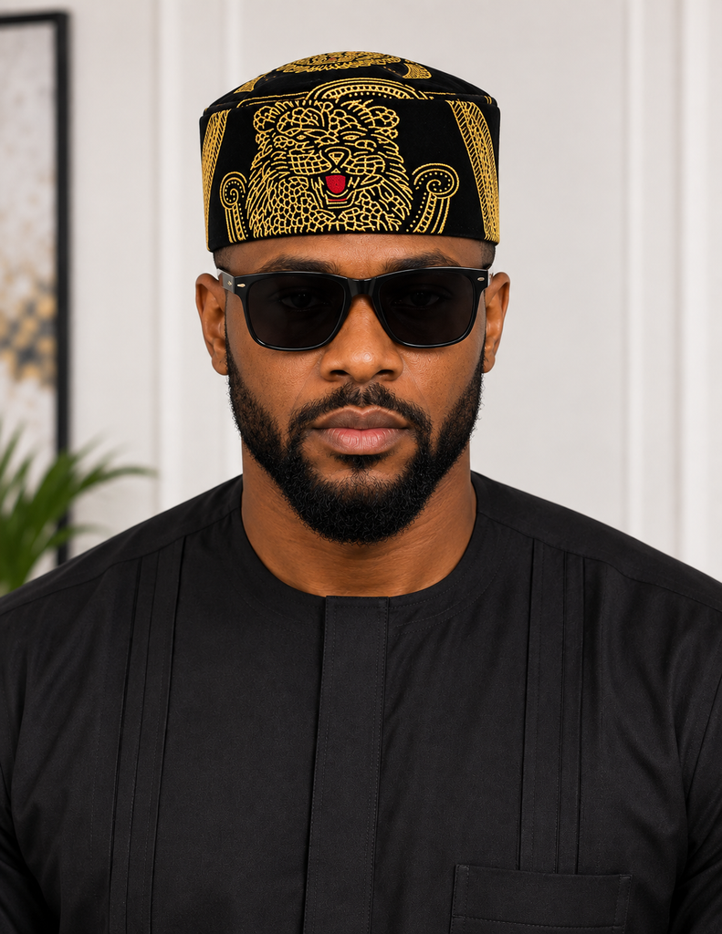 Men's Premium Isi Agu Lion Head Suede Traditional Cap