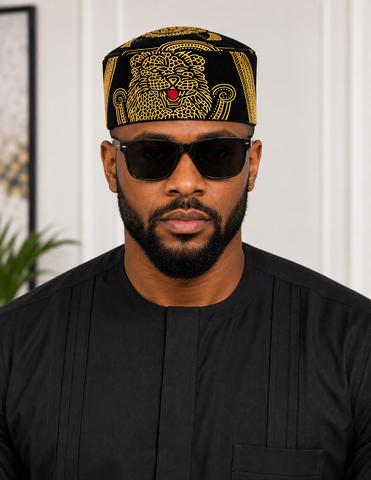 Men's Premium Isi Agu Lion Head Suede Traditional Cap