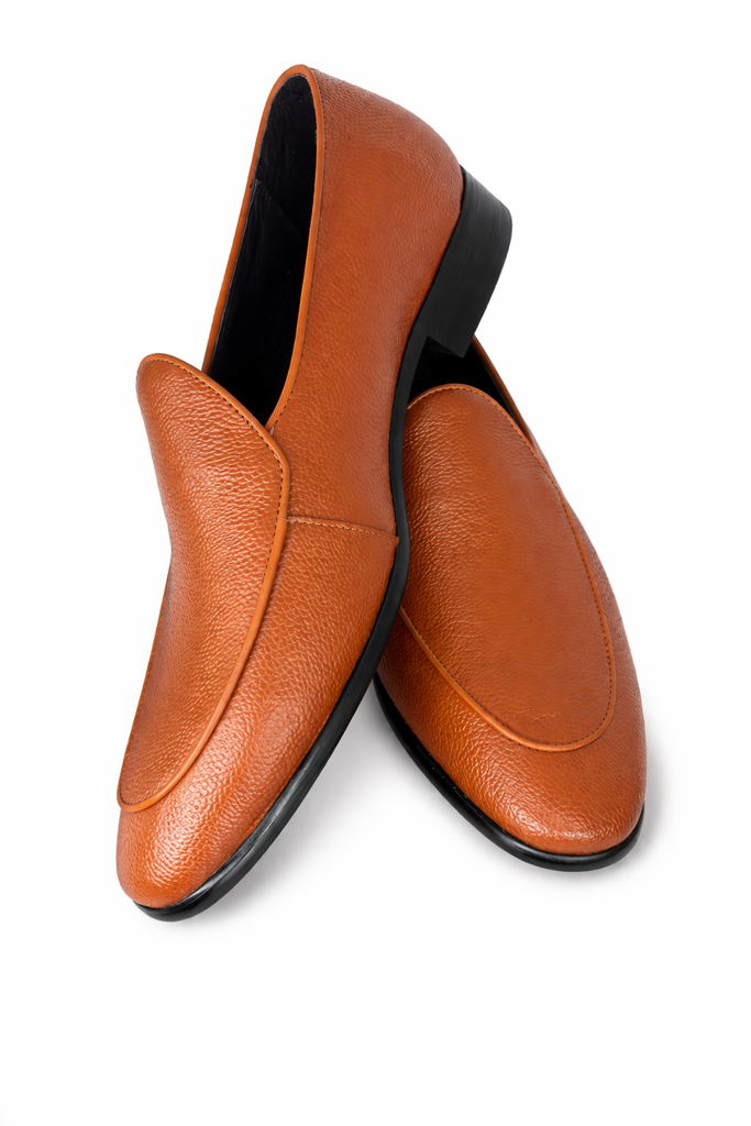 Classic Cognac Leather Slip-On Loafers