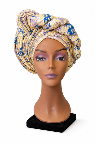 Luxury Brocade Gele Headwrap – Ready-to-Wear Statement Piece