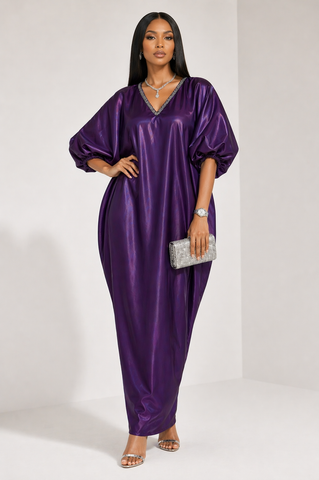 Royal Amethyst Luxe Organza Kaftan Dress