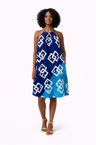 Ankara Halter Neck Flare Mini Dress FloFlourish Ankara Halter Neck Flare Mini Dress FloFlourish