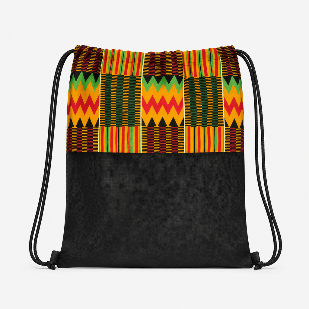Kente Print Drawstring Backpack Bag