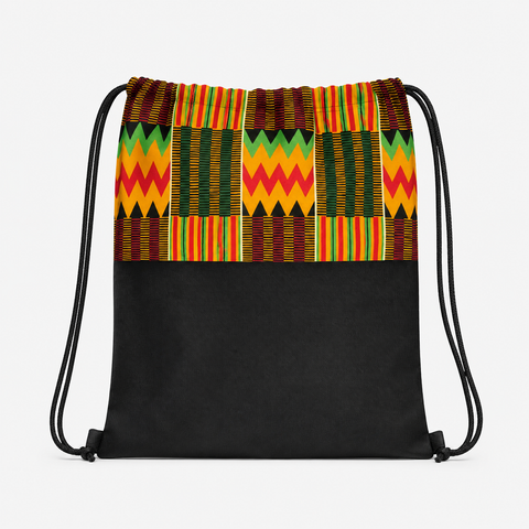 Kente Print Drawstring Backpack Bag
