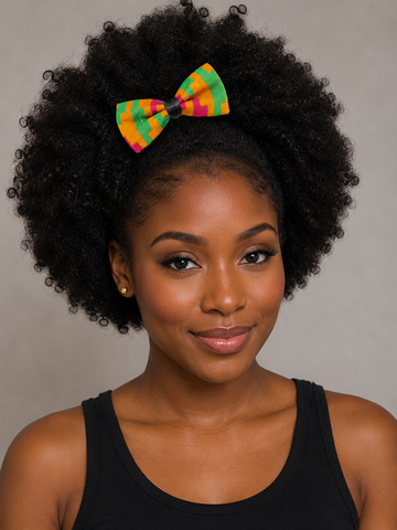 Authentic Kente Print Hair Bow – African Ankara Inspired Afro Hair Accessory