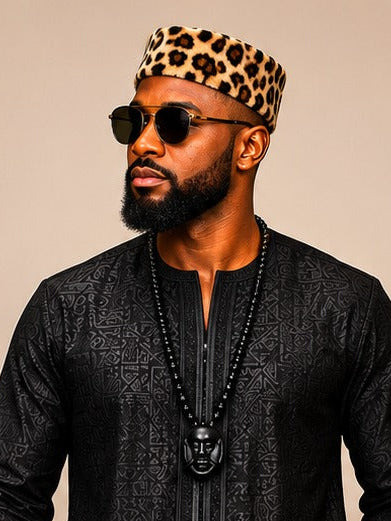 Leopard Print Traditional African Cap