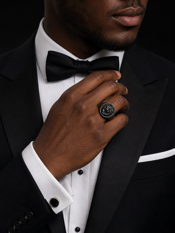 Black Lion Head Signet Ring – Masculine Statement Ring