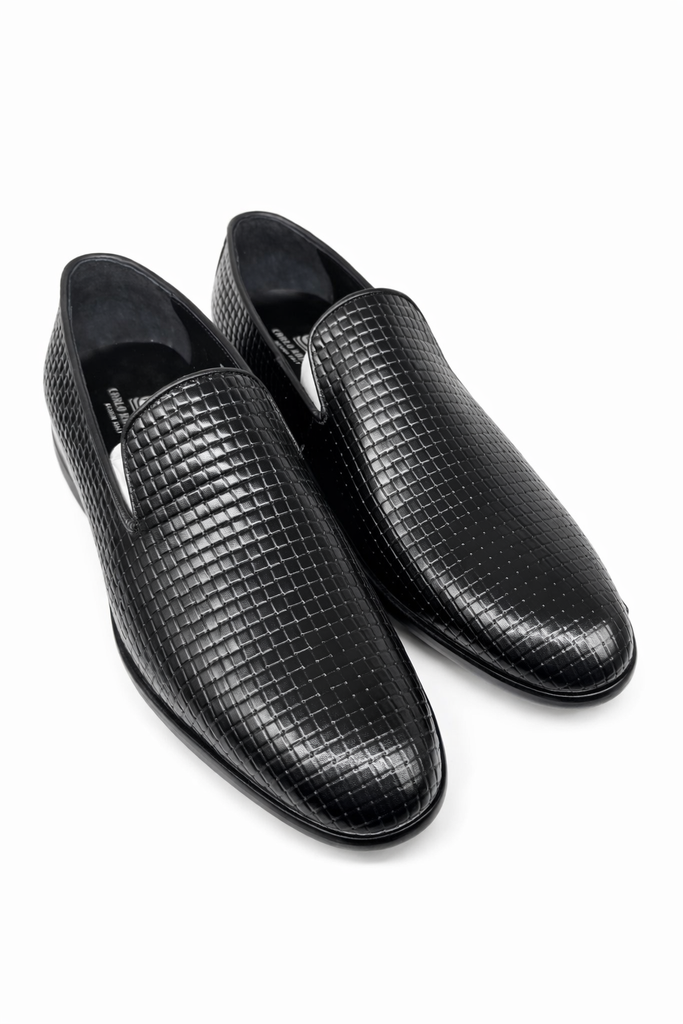Luxury Black Woven Leather Slip-On Loafers