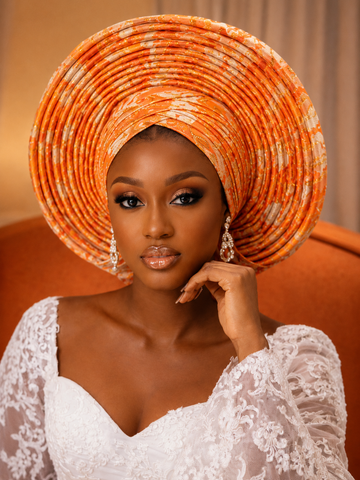 Luxury Purple & Gold Brocade Gele – Ready-to-Wear Statement Headwrap