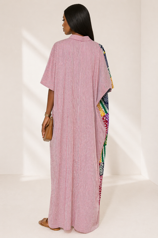 Oversized Stripe & Patchwork Kaftan Maxi Dress