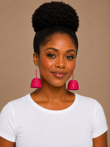 Handwoven Raffia Basket Drop Earrings