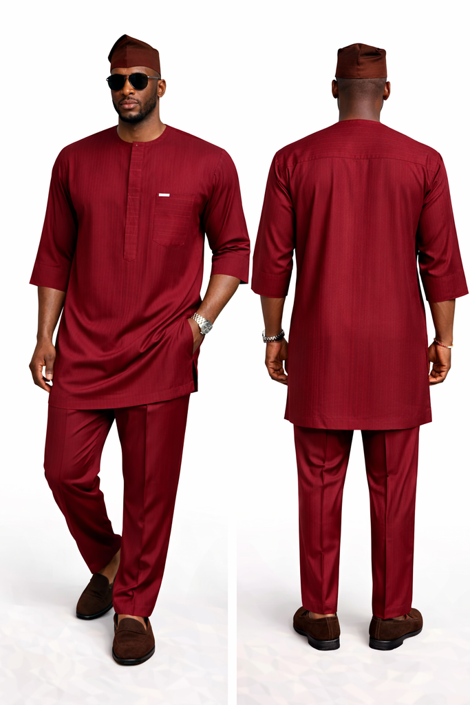 Elegant Wine Senator Set with Subtle Pinstripe Finish