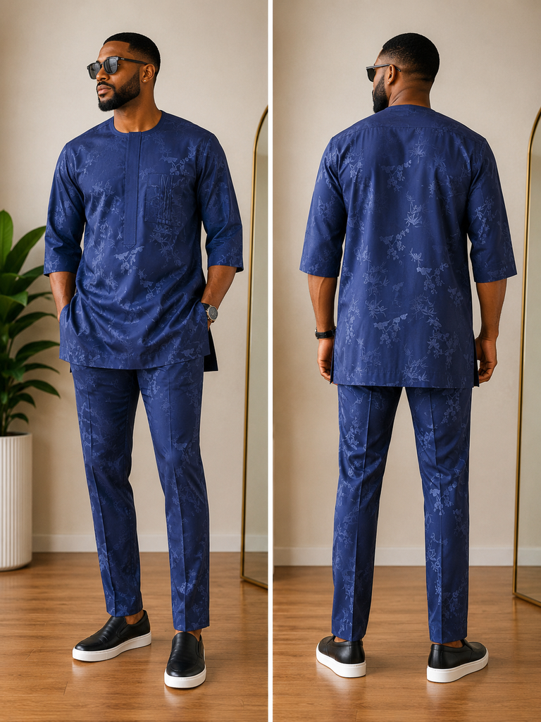Royal Sapphire Embroidered Senator Set