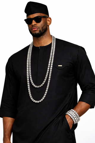 Cube Beaded Luxury Layered Necklace Bracelet Set