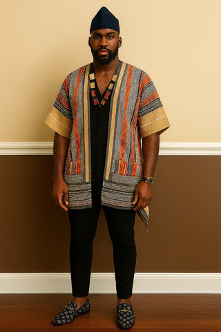 Men’s Multicolor Aso-Oke Kimono Jacket