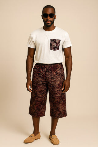 Casual Tie-Dye 3/4 Baggy Set with Pocket Tee