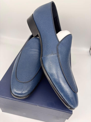 Classic Blue Leather Loafers – Sleek Slip-On Elegance