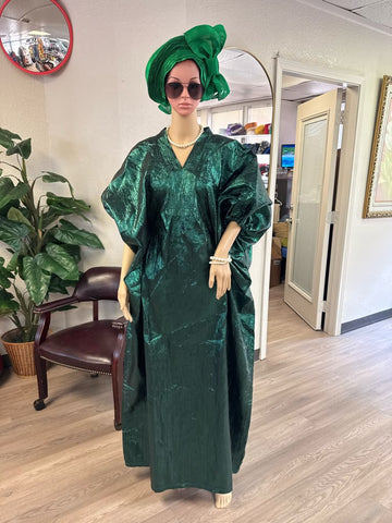 Emerald Radiance Luxury Boubou with Matching Gele