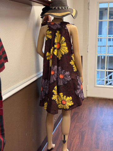 Flared-Tail Ankara Sleeveless Mini Dress