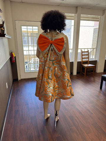 Golden and Bronze Bloom Bow Dress