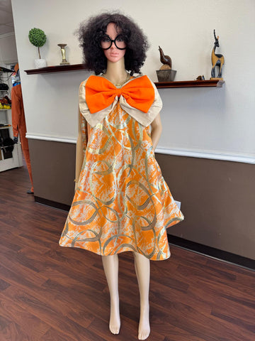 Golden and Bronze Bloom Bow Dress