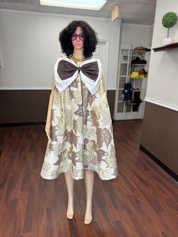 Golden and Bronze Bloom Bow Dress