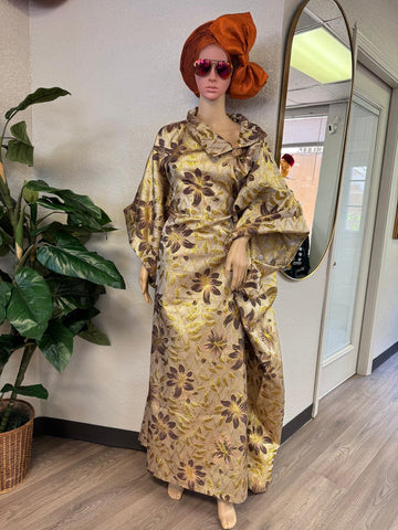 Golden Blossom Damask Bubu Dress