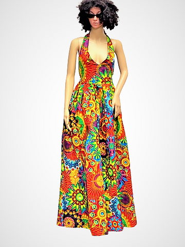 Strap Back Alter Neck Flow Dress