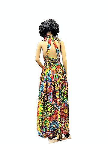 Strap Back Alter Neck Flow Dress