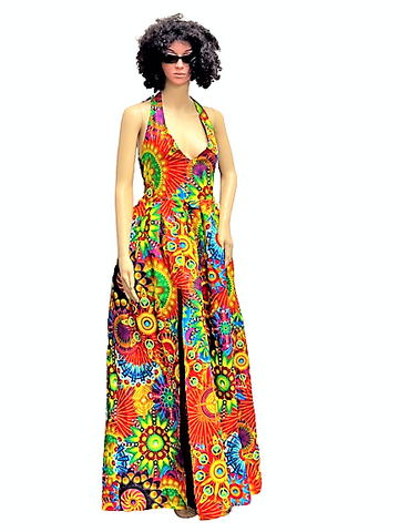Strap Back Alter Neck Flow Dress