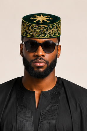 Emerald Green & Gold Embroidered Royal Heritage Cap