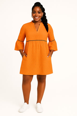 Burgundy Eyelet Mini Dress with Ankara Accents
