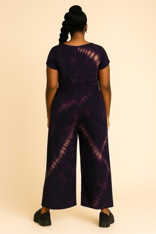 Midnight Swirl Tie-Dye Silk Jumpsuit