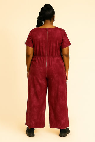 Wine Burst Tie and Dye Jumpsuit