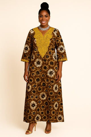 Golden Majesty Tie-Dye Kaftan